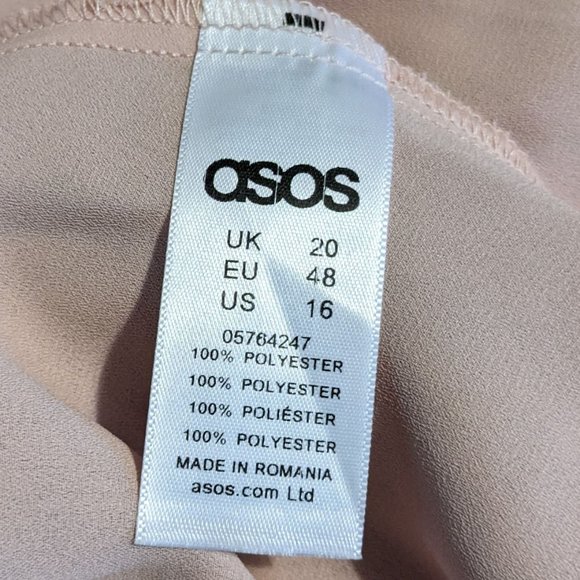 ASOS Iridescent Rose w/Gold Shimmer Pink Polkadot Asymmetrical Dress - size 16 - Picture 10 of 13